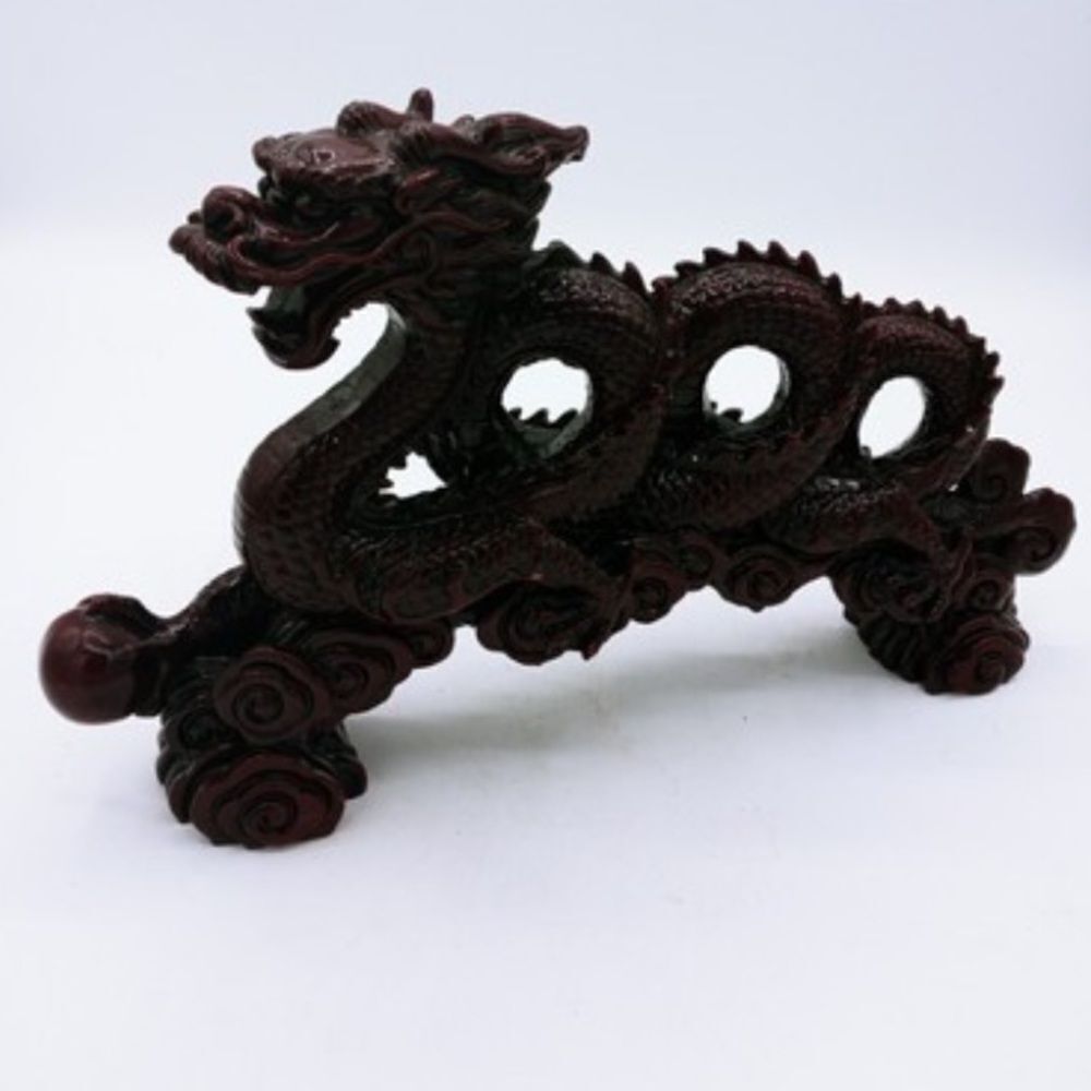 Style Vintage Chinese Intricate Burgundy Dragon Figurine